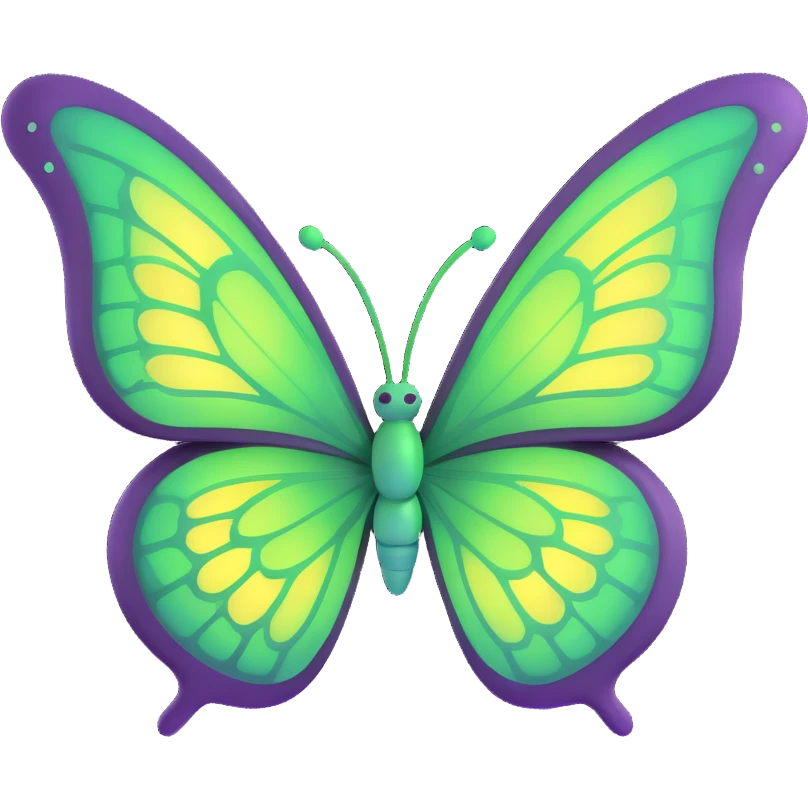 3D cartoon butterfly in digital fantasy art style, luminous #c0ff53 green wings with glowing highlights, magical particles, dreamy aura, fine elegant vein patterns, layered textures, ornamental details emoji