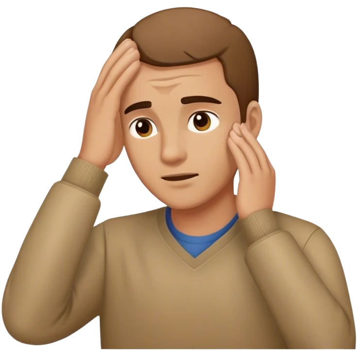 A guy with his hand on his forehead shaking his head emoji