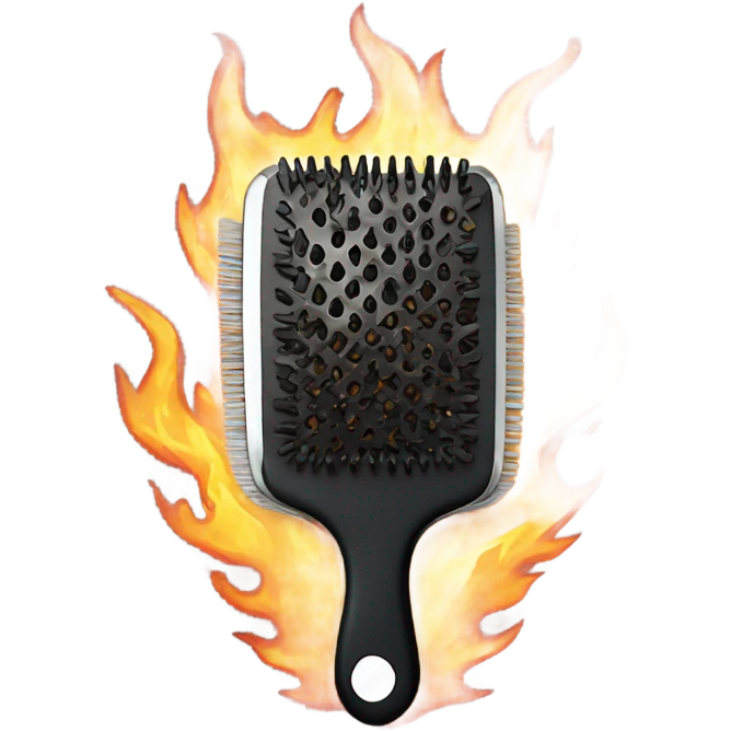 Hairbrush on fire emoji