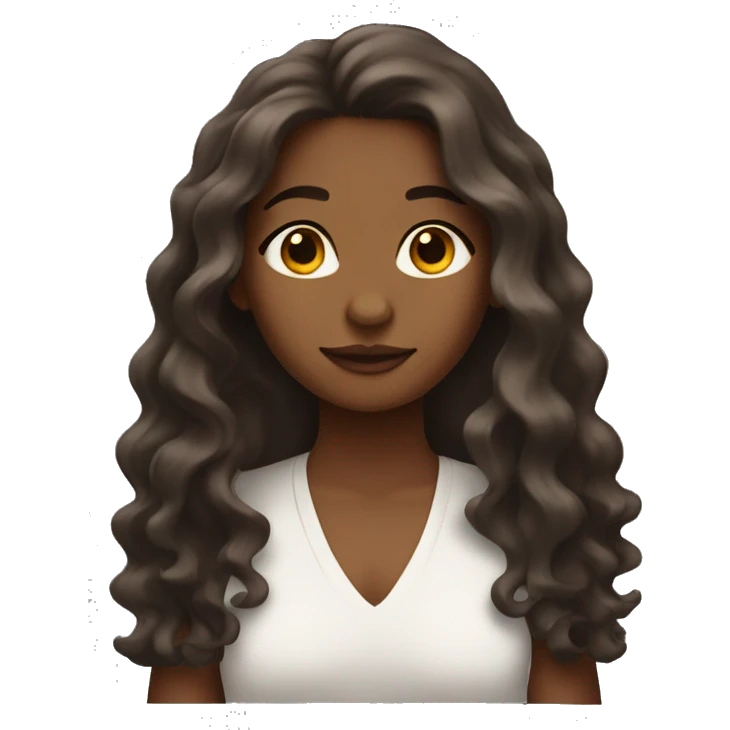 Solo brown girl with wavy long hair emoji