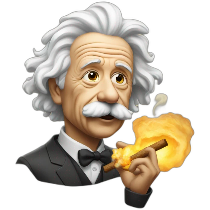 Einstein smoking a big tah emoji