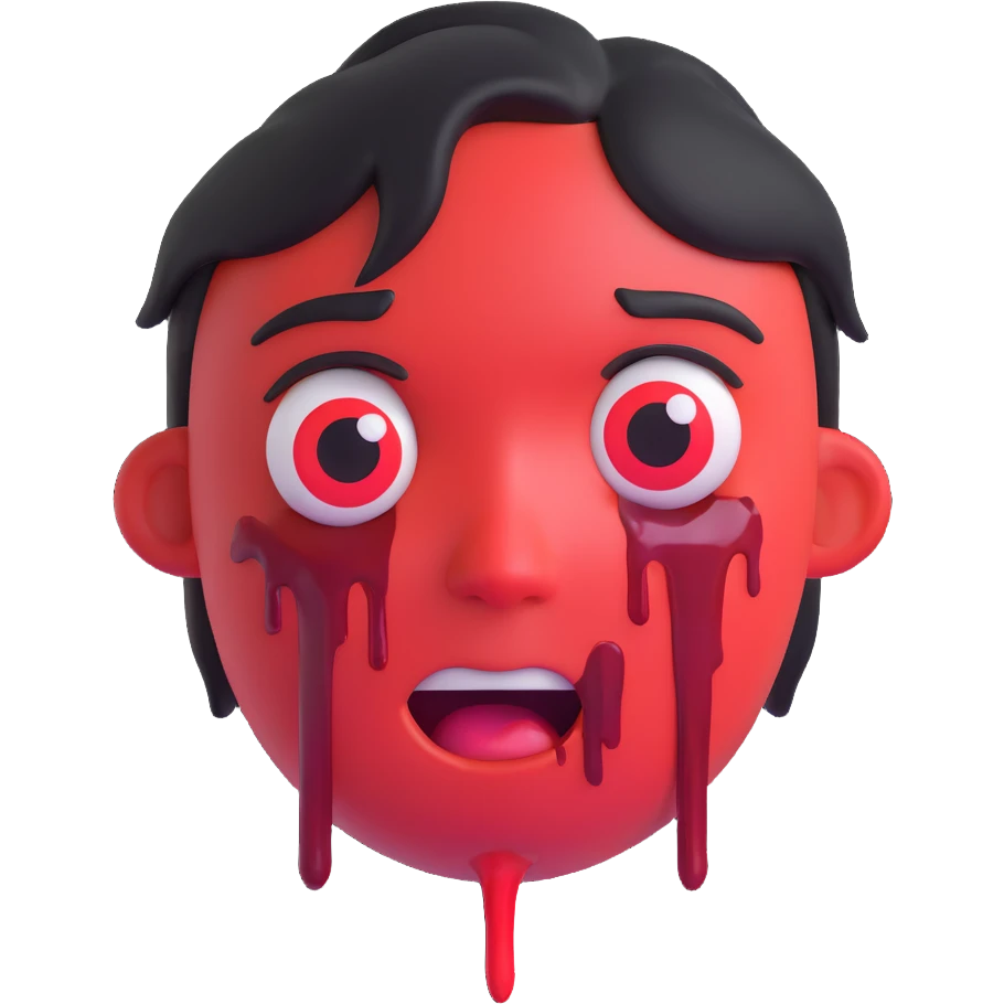 face with bleeding eyes, 3D emoji style, microsoft fluent, smooth emoji