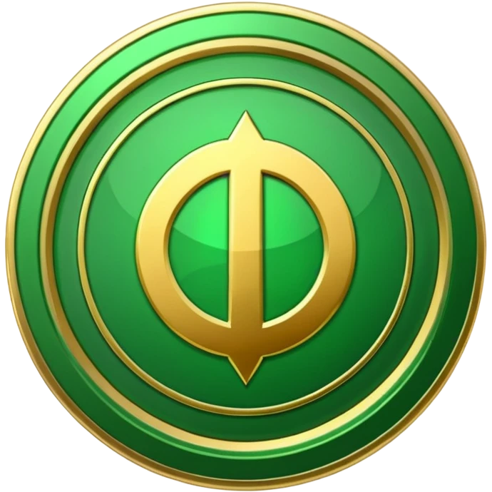 green coin with king emblem inside emoji