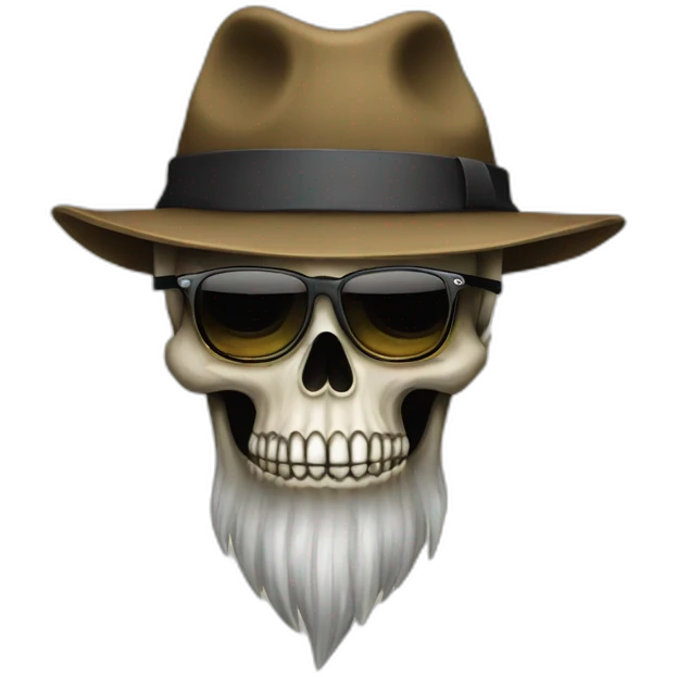hipster totenkopf mit hut emoji
