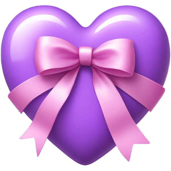 a violet heart wrapped by apink bow emoji