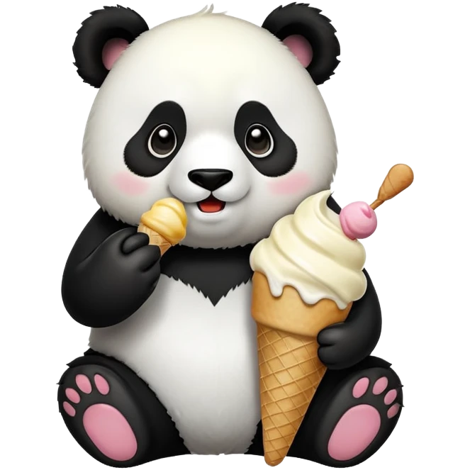 Panda eating ice cream emoji