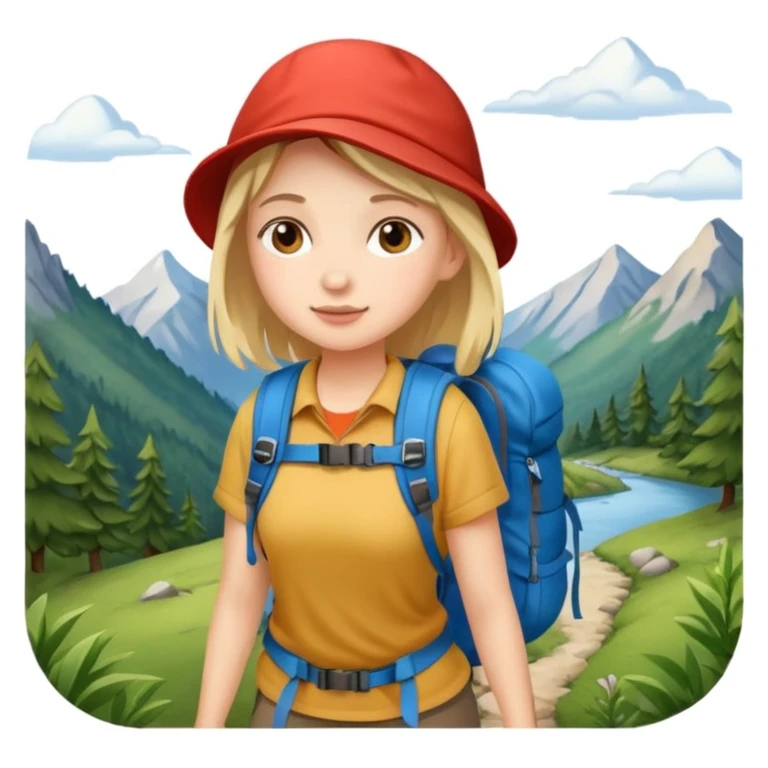girl back packing mountains background  emoji