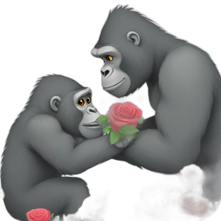 Gorilla giving Roses to a girl emoji