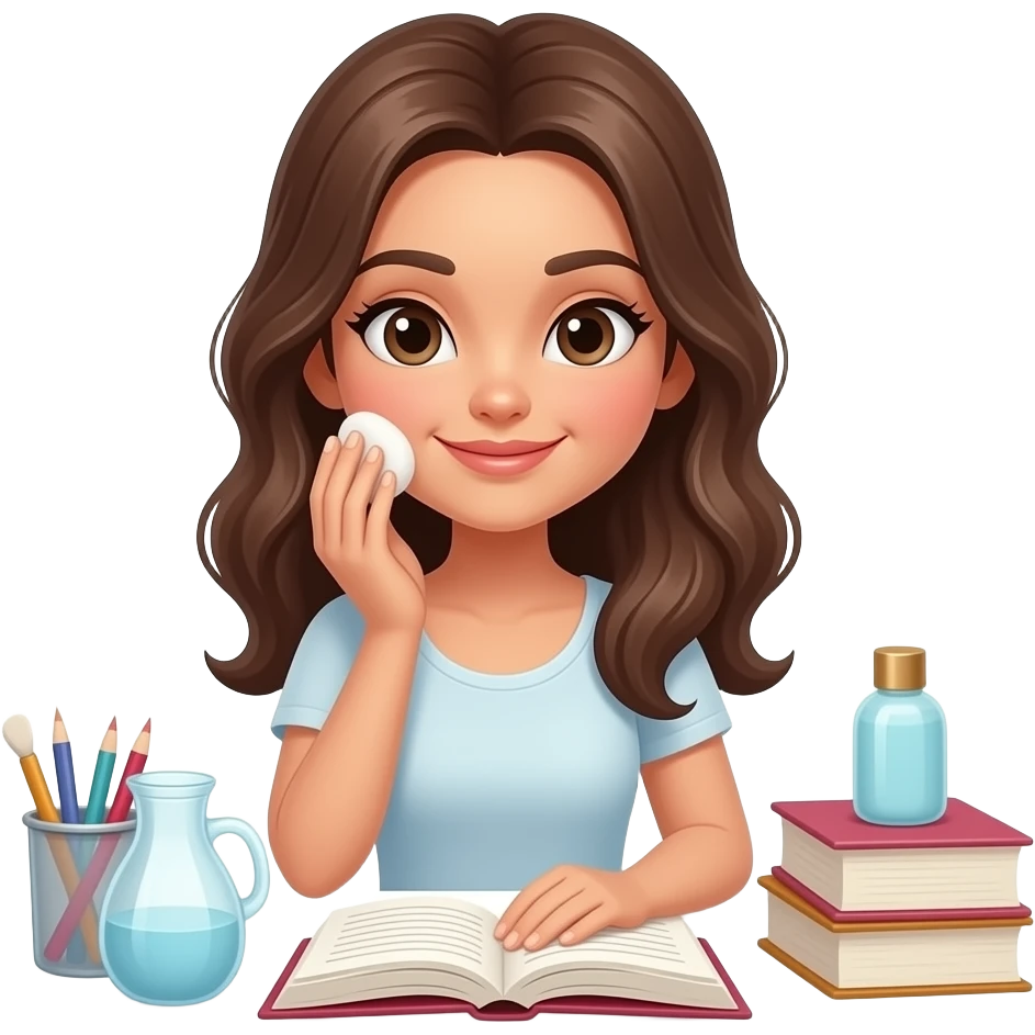 a beautiful girl selfcare and study emoji