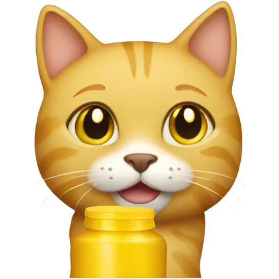 Yellow cat with mustard bottle emoji