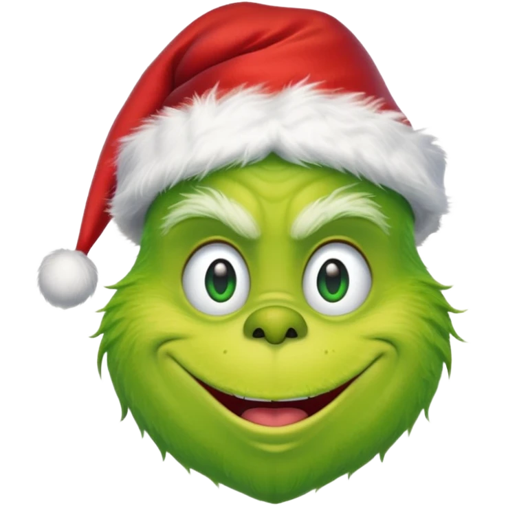 Create an emoji of the grinch from the grinch who stole christmas ith a Santa hat emoji