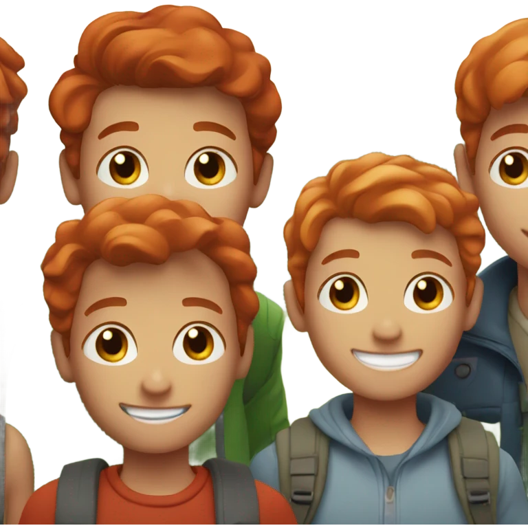 smiling redhead with boys outdoors emoji