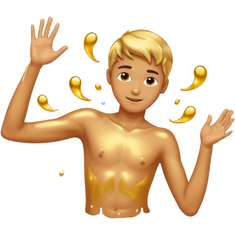 Golden liquid around the dancing boy hands without body emoji