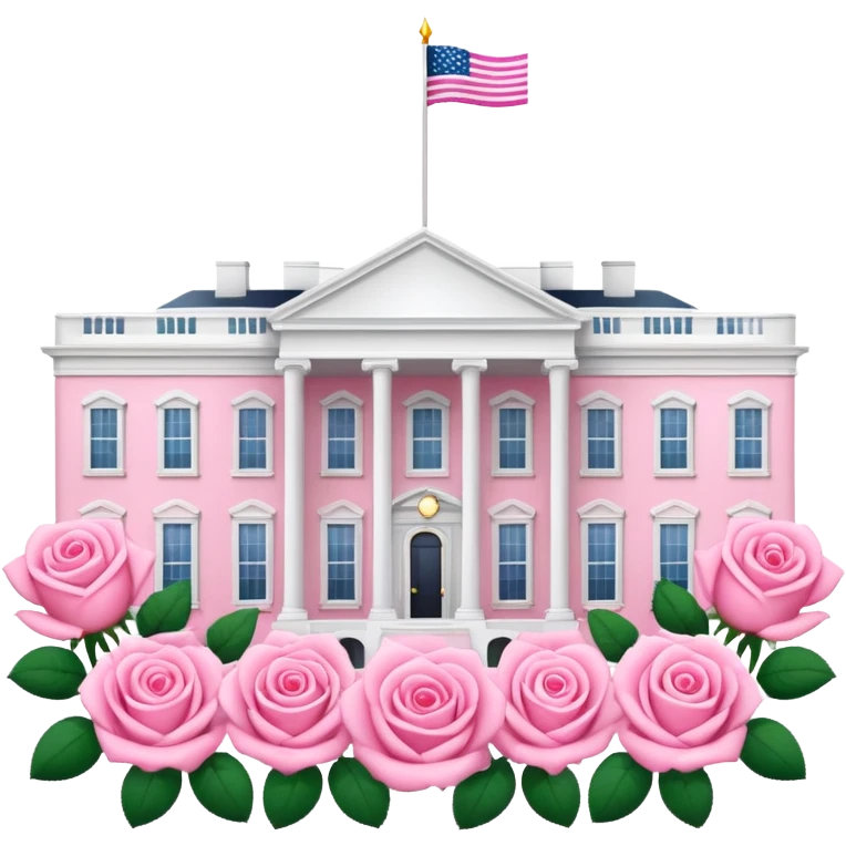 White House with pink garden emoji