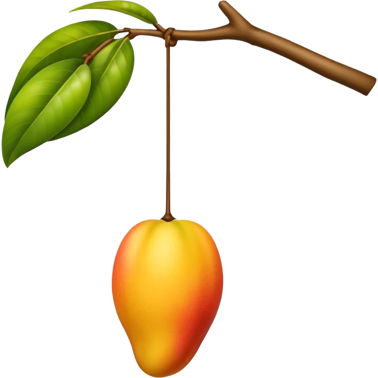 white hand hanging a mango like a cup emoji