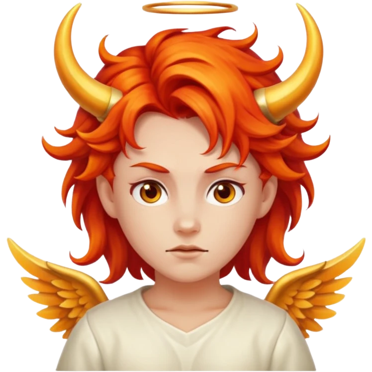 Angel with horns and fiery hair emoji
