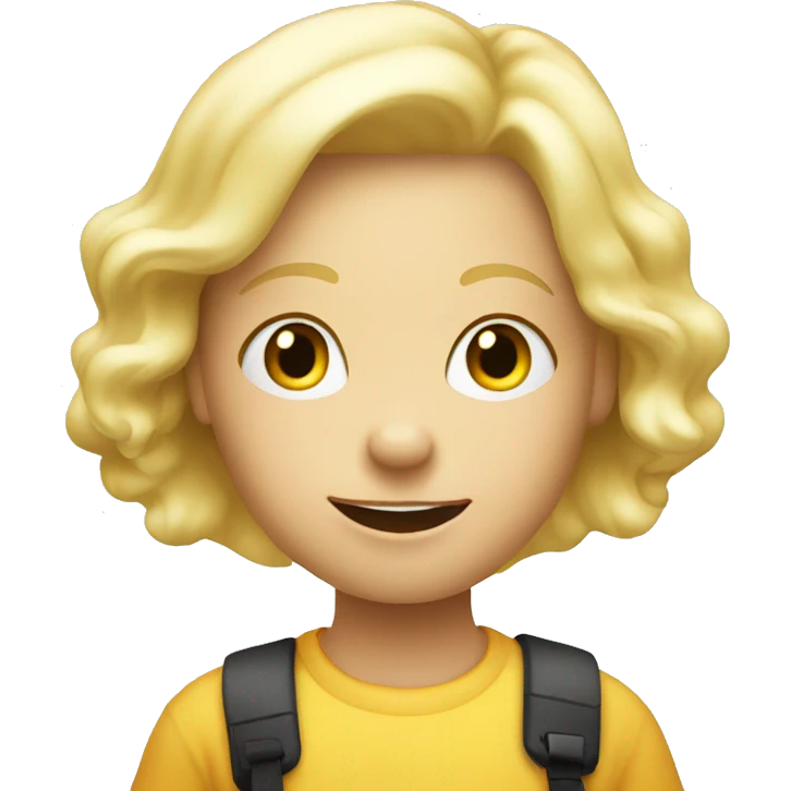 talking blond child with speech bubble near emoji