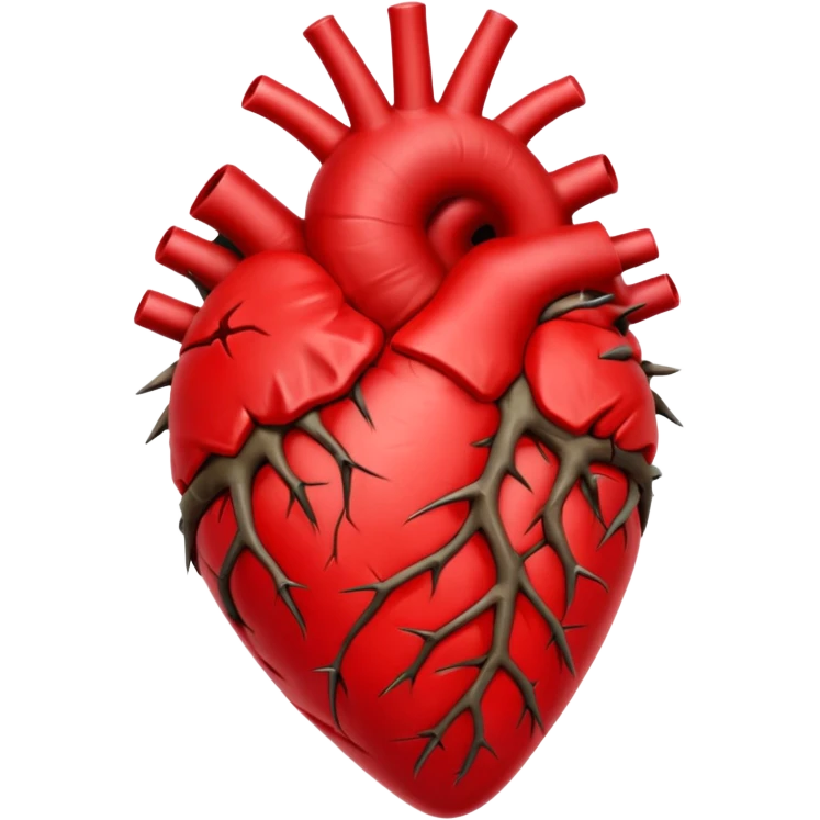 anatomical heart wrapped in thorns emoji
