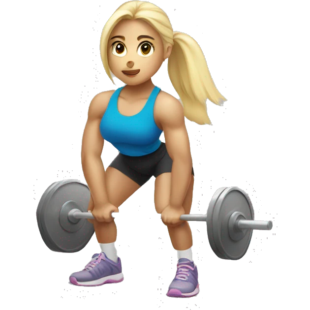 Blonde girl doing squats with barbell emoji