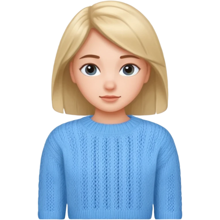 sky-blue knitted wool sweater, round neck, Girl's wear. emoji