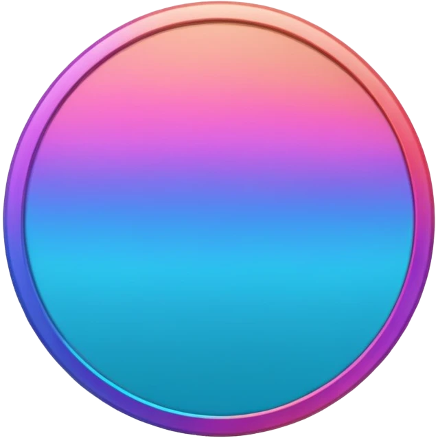 
One  3d coin color in in gradient of turquoise, blue, pink, purple, and coral emoji
