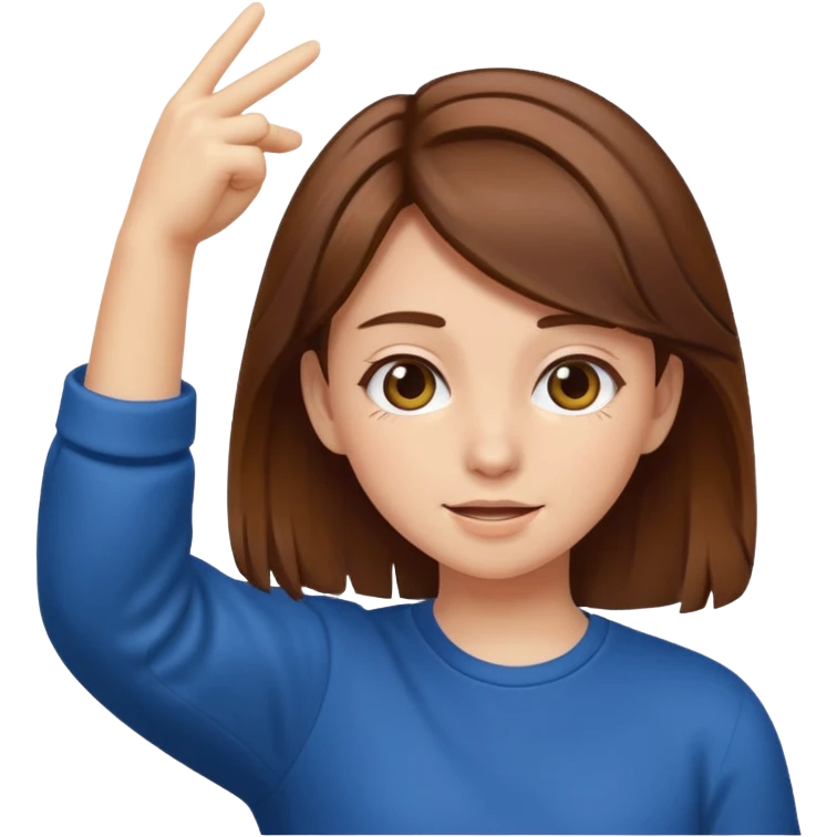 A brown hair girl dabbing emoji