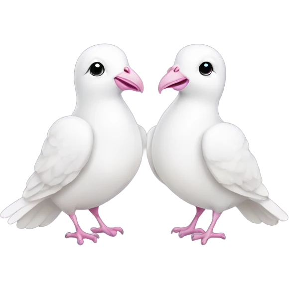 Two White doves with light pink bows around their necks emoji
