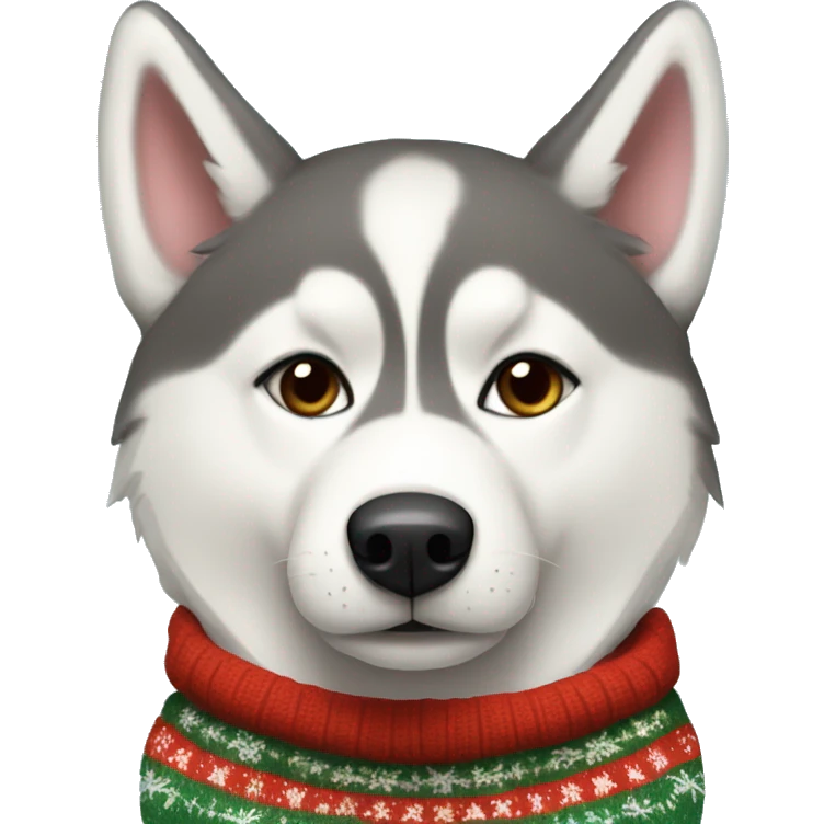 Siberian Husky in christmas Sweater  emoji