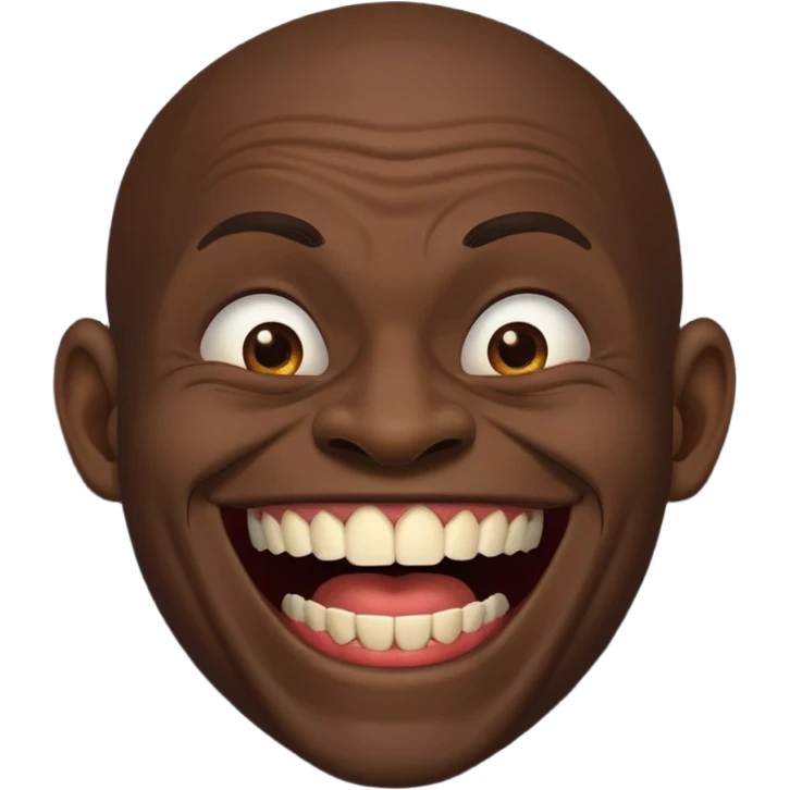 A black habshi man with ugly teeth laughing emoji