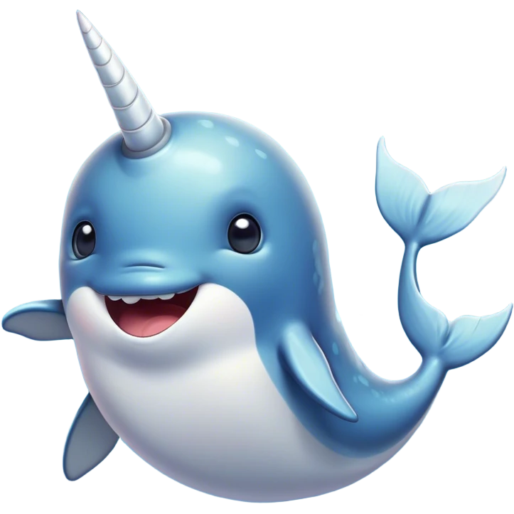 Cinematic Comical Narwhal Portrait Emoji, Head tilted dramatically with an exaggeratedly shocked expression, featuring a streamlined body with a prominently spiraled tusk and wide, comically expressive eyes brimming with disbelief, Simplified yet hilariously expressive features, highly detailed, glowing with a slightly sassy glow, high shine, dramatic yet playful, stylized with an air of quirky oceanic attitude, bright and endearing, soft glowing outline, capturing the essence of a meme-worthy narwhal that appears ready to side-eye its way into internet fame instantly! emoji