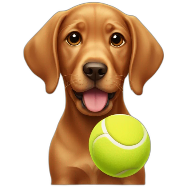 Puppy Red labrador holding a tennis ball on his mouth emoji