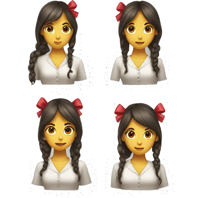 4 girls with bow on her head,detectives  emoji