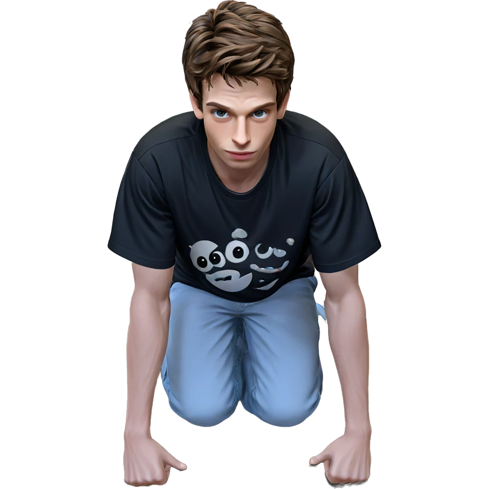 boy with black shirt indoors emoji
