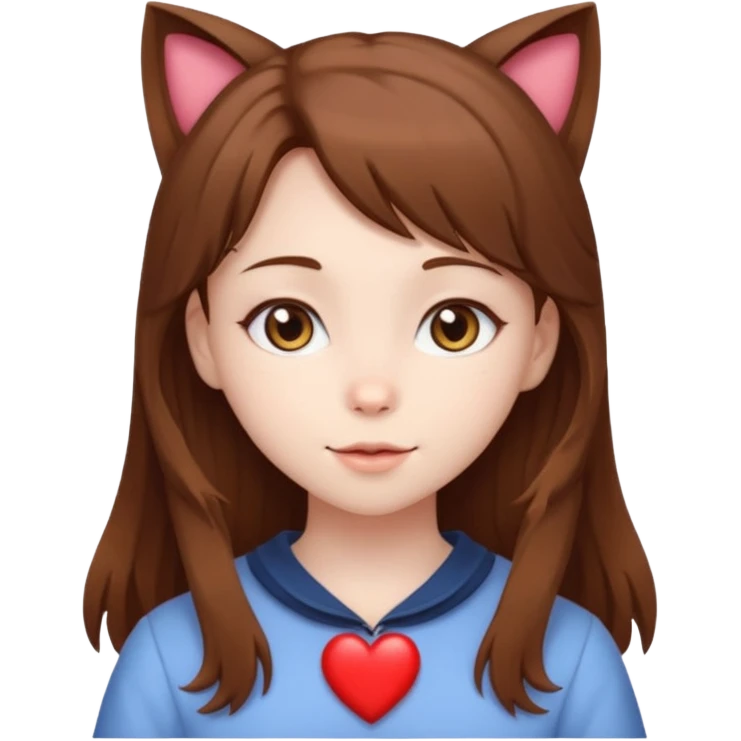 neko girl with heart brown hair emoji