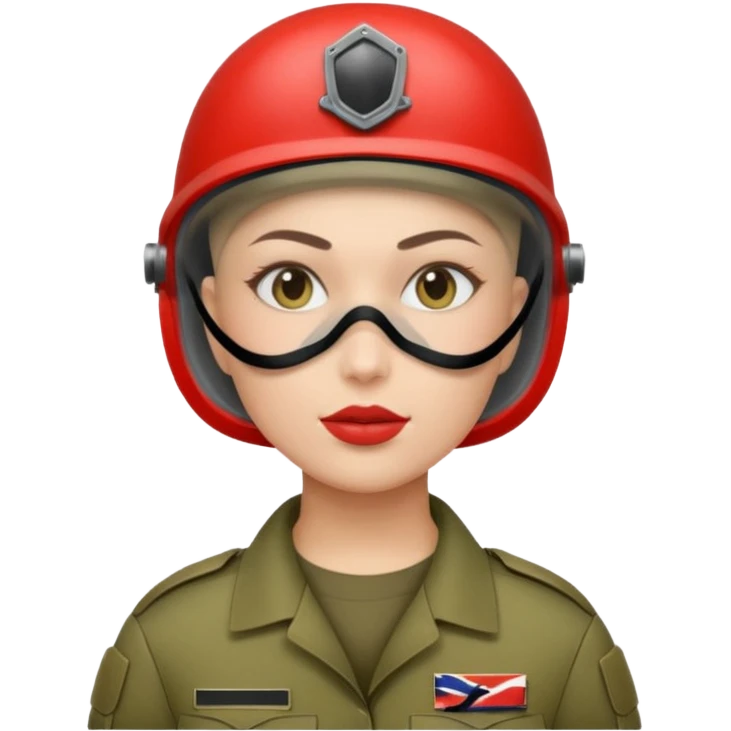 woman soldier with hair style wearing mouth mask emoji