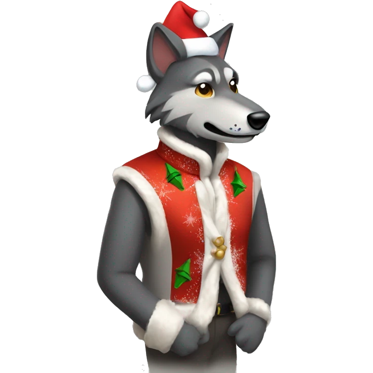 Make a wearwolf playing a trobone wearing christmass attire emoji