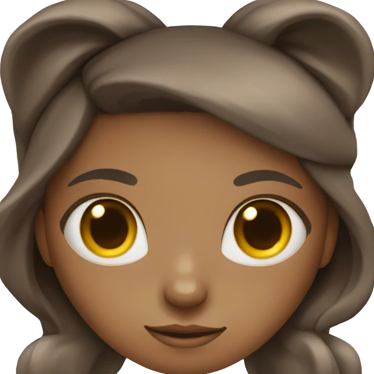 A dark-skinned girl with long hair and a round face with a book and a cat emoji