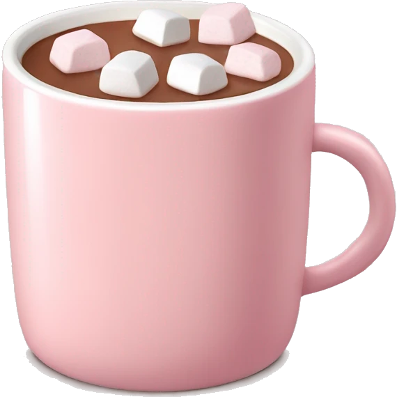 Light Pink mug of hot chocolate with marshmallows  emoji
