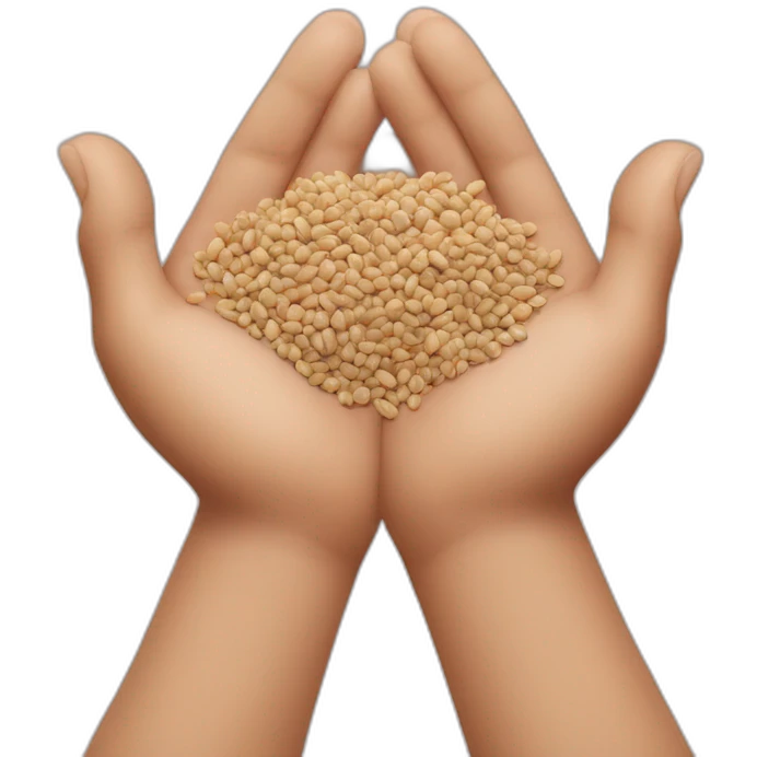 Two hands in palms hold out a handful of buckwheat kernels emoji