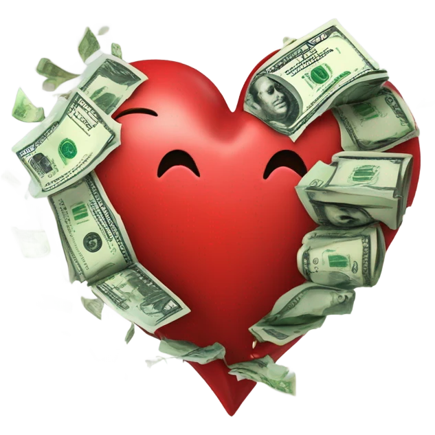 Heart broke with money inside  emoji