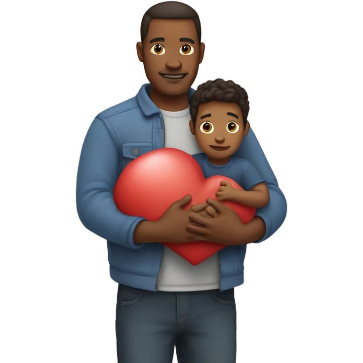 Father holds his heart in his arm emoji
