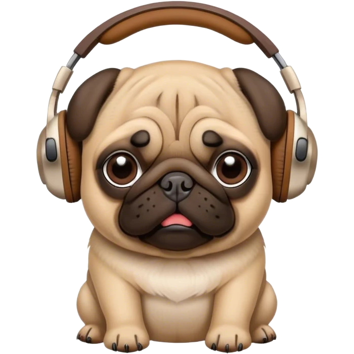 Pug wearing headphones  emoji