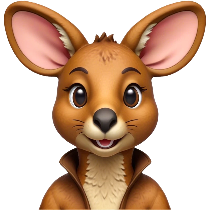 Cinematic Realistic Comical Kangaroo Portrait Emoji, Head tilted dramatically with an exaggeratedly amused expression, featuring a striking, richly textured tawny coat with bold natural markings and wide, expressive eyes full of playful disbelief, rendered with lifelike precision and dynamic natural light, high shine, dramatic yet playful, styled with an air of cheeky outback mischief, soft glowing outline, capturing the essence of a spirited and over‐the‐top kangaroo that looks ready to bound its way into viral fame! emoji