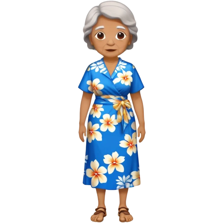 old woman blue  Hawaiian dress full body emoji