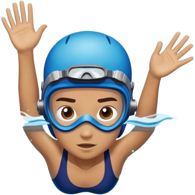 determined pool diver dives into a pool of confidence blue water underneath water water determined look emoji