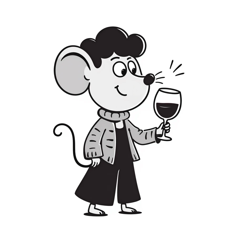 mouse with glass of vine emoji