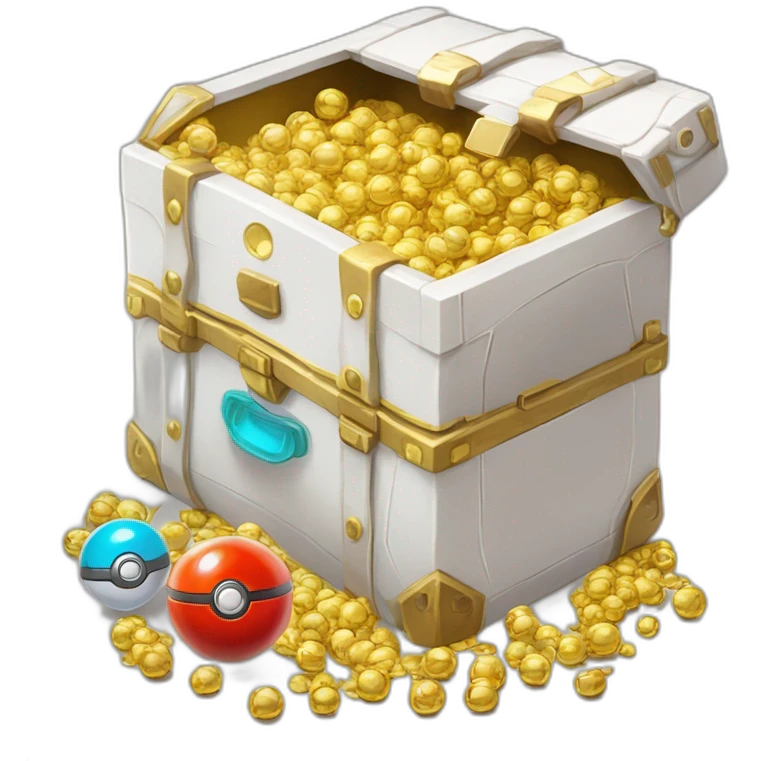 Pokemon Game LootCase White Color Rich Treasure Legendary Epic Pokeballs and Pokemons Inside emoji