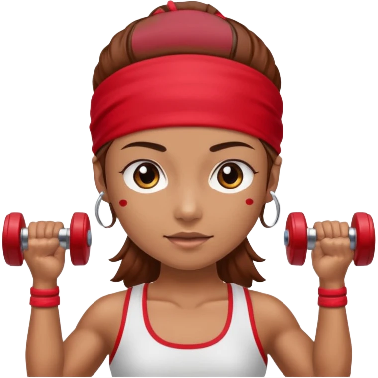 athlete with red headband, hold a mini dumbbell emoji