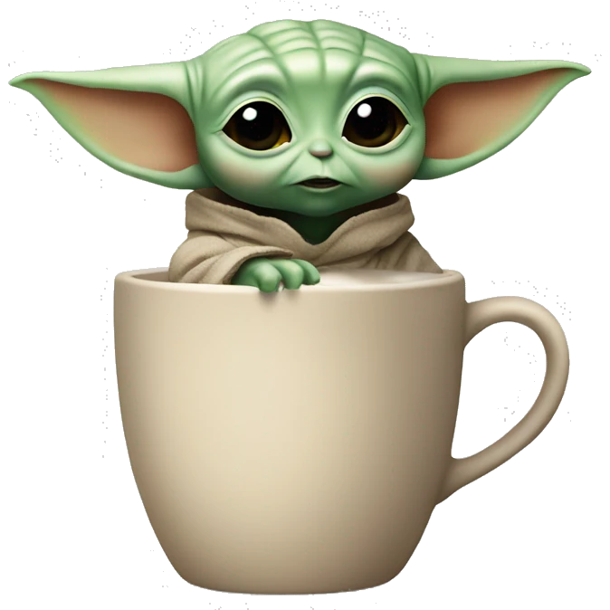 Baby Yoda drinking from a cup  emoji