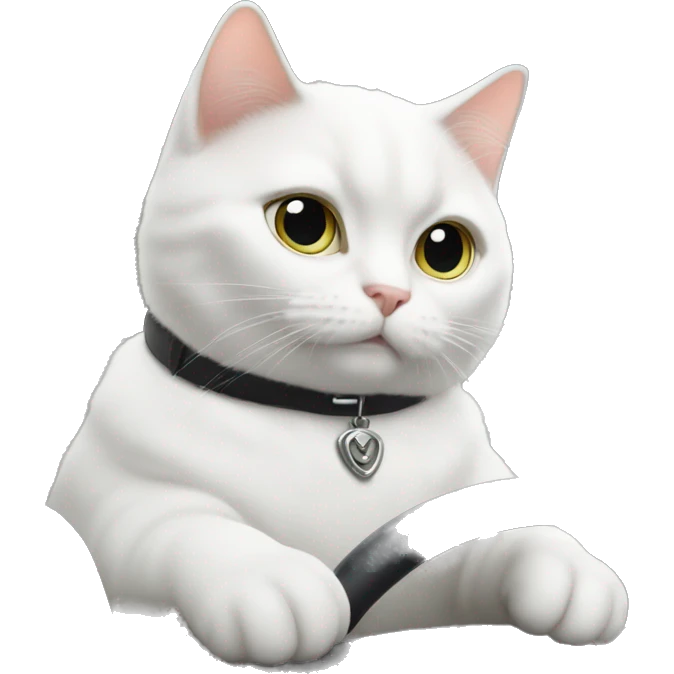 White British cat is driving car emoji
